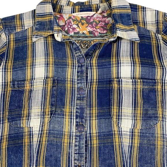 Soft Surroundings Blue and Yellow Plaid Tunic - Picture 7 of 16